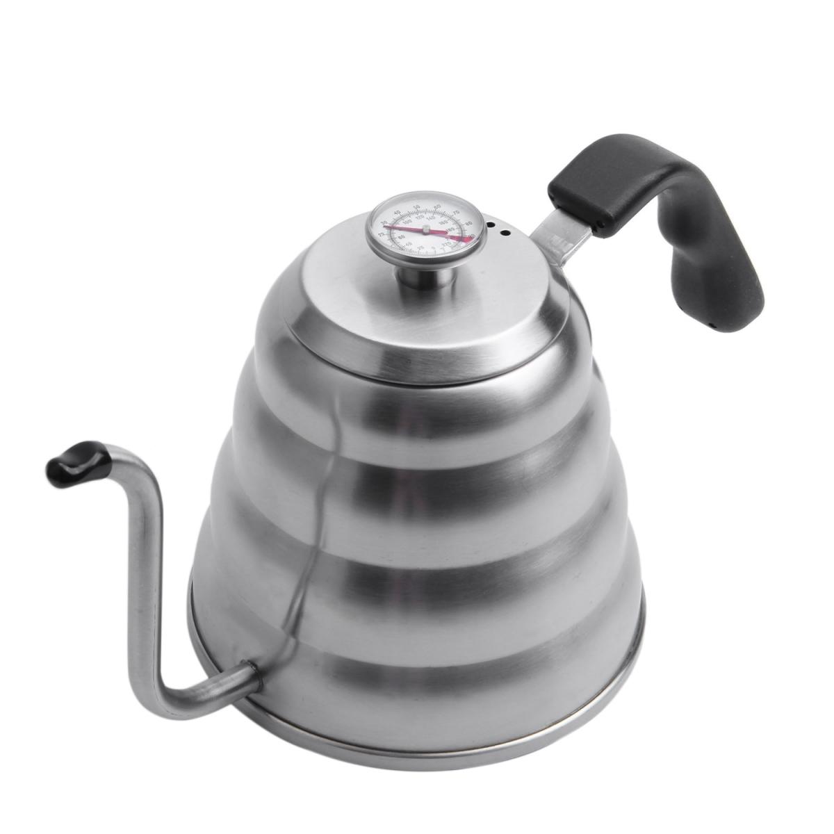 One Two Cups Coffee Maker Pot V60 Drip Kettle Teko Barista Kopi 1 Liter with Thermometer LZP